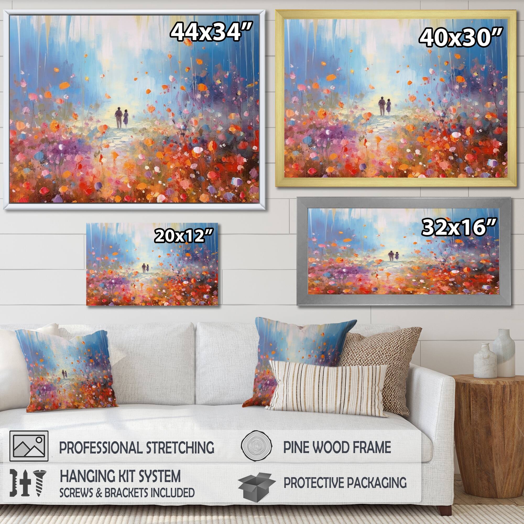 Designart "Couple Walking In Artful Romance" Couple Framed Canvas Wall
